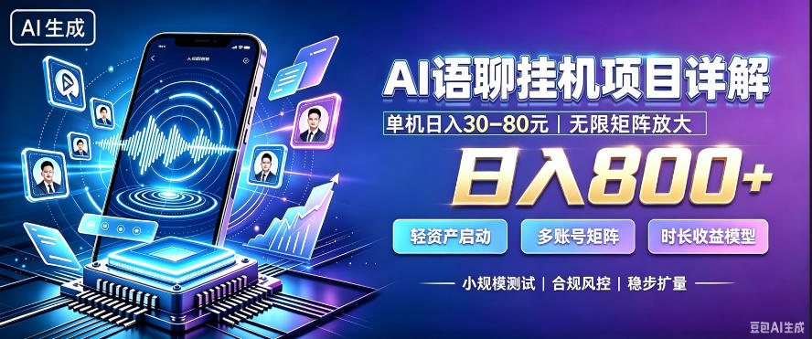 AI聊天挂G项目，日入800+，适用个人副业，支持工作室矩阵操作，放大收益【揭秘】-优优云网创