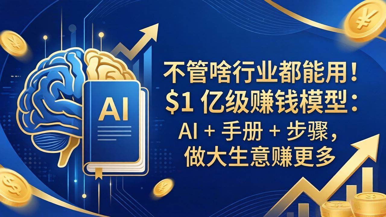 （18055期）不管啥行业都能用！$1 亿级赚钱模型：AI + 手册 + 步骤，做大生意赚更多-优优云网创