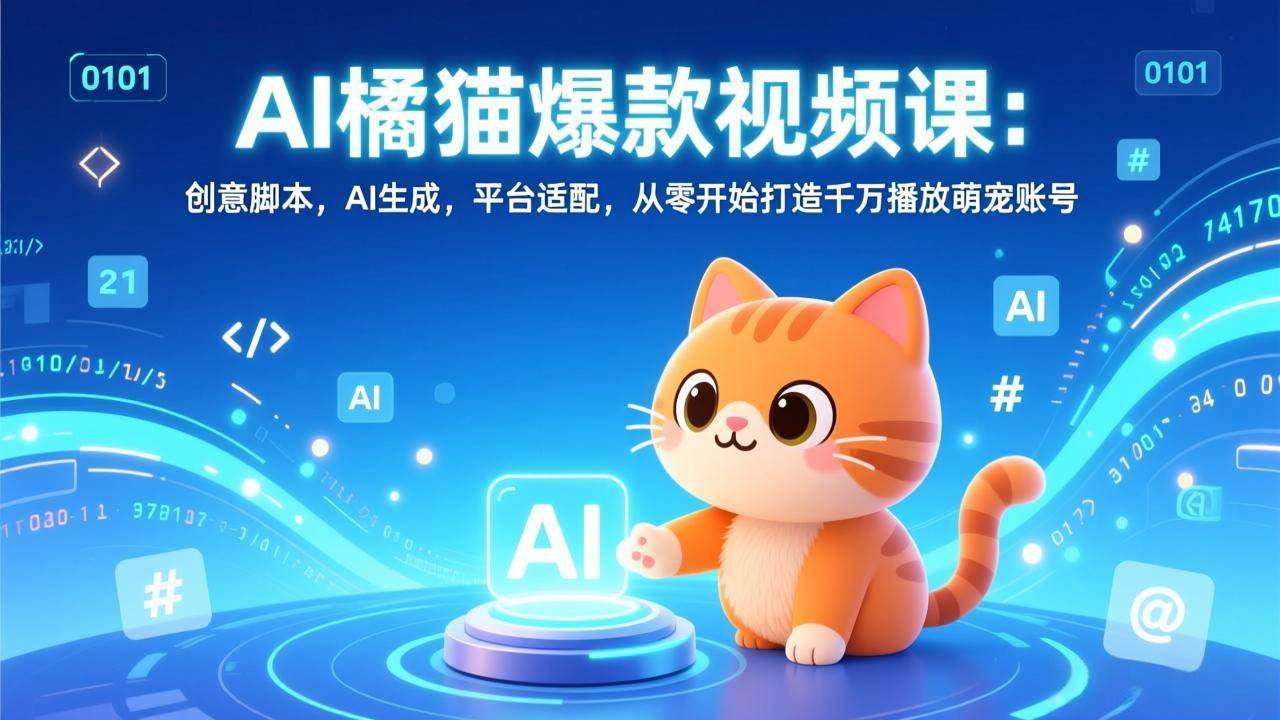 (17091期)AI橘猫爆款视频课:创意脚本,AI生成,平台适配,从零开始打造千万播放萌宠账号-优优云网创