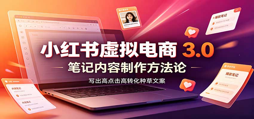 小红书虚拟电商3.0：账号搭建选品开店，笔记内容制作，矩阵投放教学-优优云网创