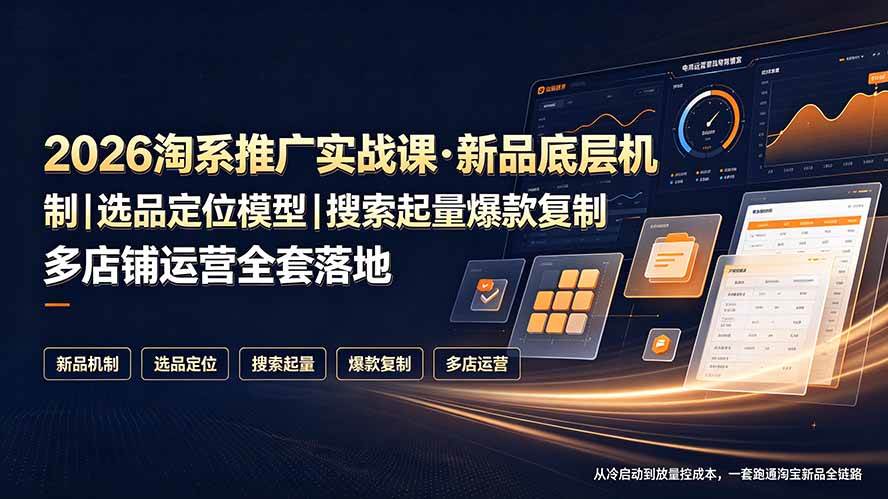 (19272期)2026淘系推广实战课·新品底层机制|选品定位模型|搜索起量爆款复制多店铺运营全套落地教程-优优云网创