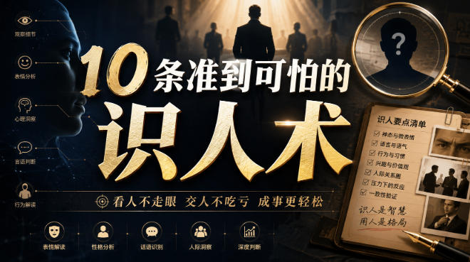 付费文章：10条准到可怕的识人术-优优云网创