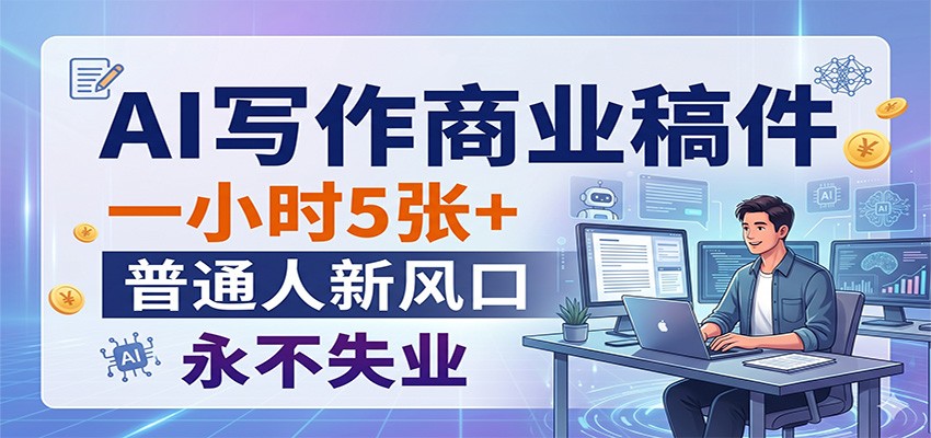 AI写作商业稿件，一小时5张+，普通人新风口，永不失业-优优云网创