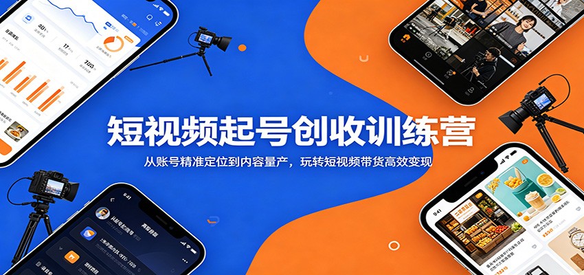 短视频起号创收训练营:从账号精准定位到内容量产,玩转短视频带货高效变现-优优云网创