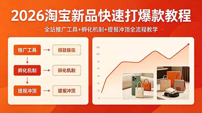 （18422期） 2026淘宝新品快速打爆款教程，全站推广工具+孵化机制+提报冲顶全流程教学-优优云网创