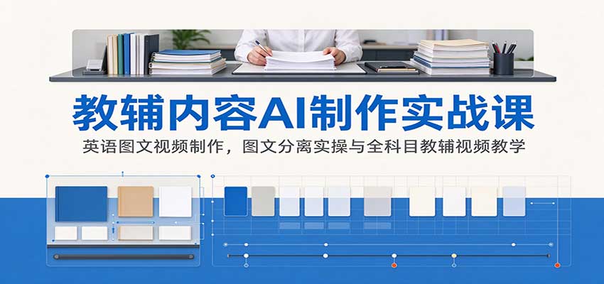 AI制作教辅内容实战课：英语图文视频制作，图文分离实操与全科目教辅视频教学-优优云网创