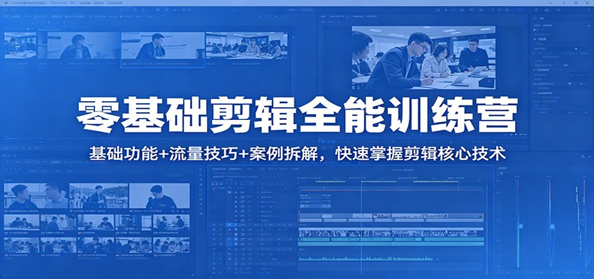 零基础剪辑全能训练营：基础功能+流量技巧+案例拆解，快速掌握剪辑核心技术-优优云网创