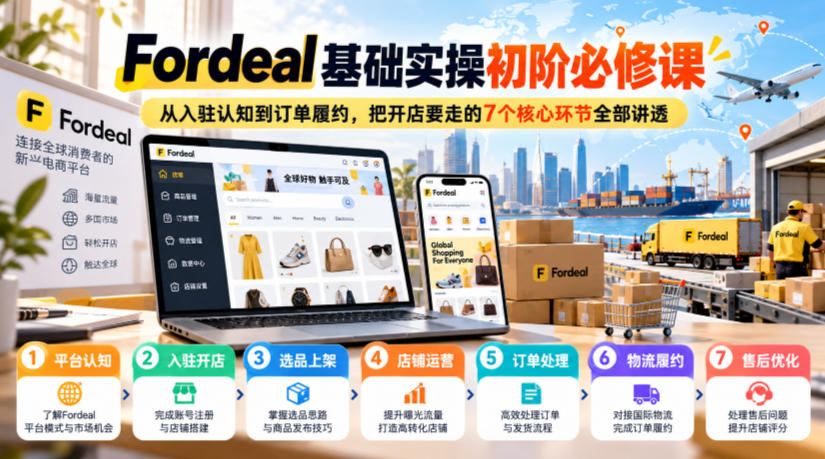 Fordeal基础实操初阶必修课，从入驻认知到订单履约，把开店要走的7个核心环节全部讲透-优优云网创