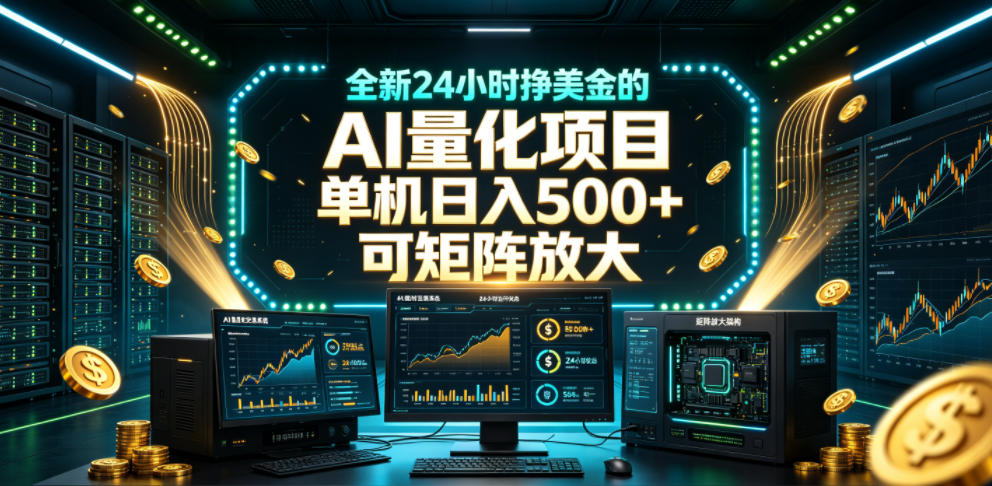 全新24小时挣美金的AI量化项目，单机日入500+，每天见收益，可矩阵放大【揭秘】-优优云网创
