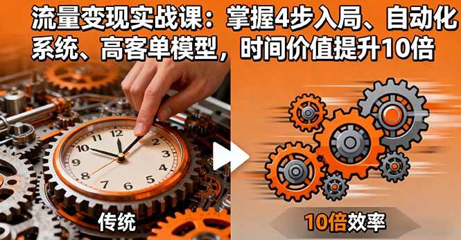 (16197期)流量变现实战课:掌握4步入局、自动化系统、高客单模型,时间价值提升10倍-优优云网创