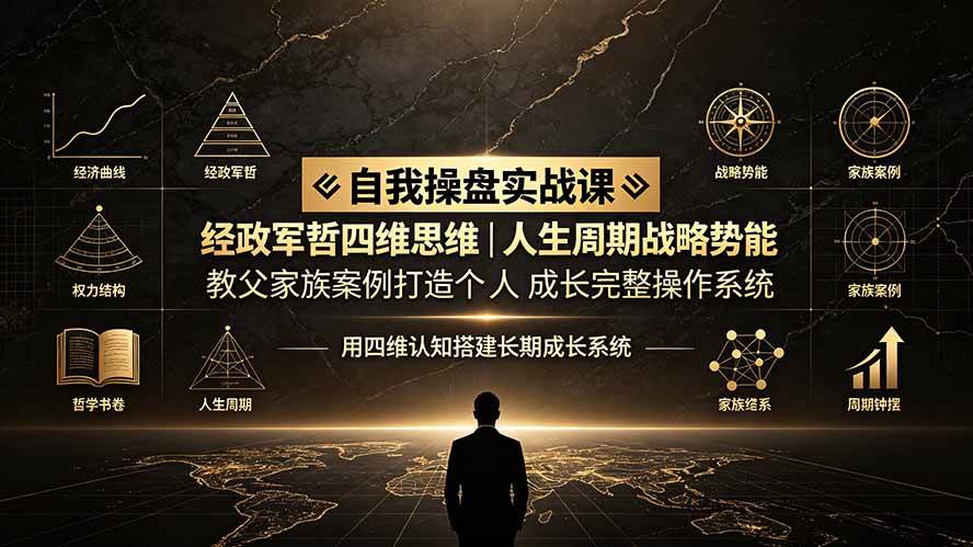 (19398期)自我操盘实战课:经政军哲四维思维|人生周期战略势能|教父家族案例打造个人成长完整操作系统-优优云网创