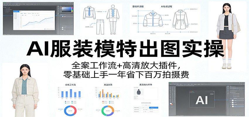 AI服装模特出图实操：全案工作流+ 高清放大插件，零基础上手一年省下百万拍摄费-优优云网创