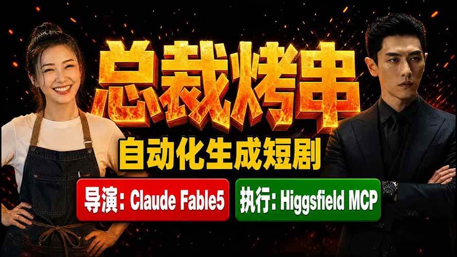 （19541期）《总裁烤串》真人短剧全自动诞生！Claude Fable5 当导演，Higgsfield MCP 执行！-优优云网创