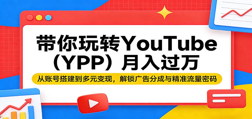 带你玩转YouTube（YPP）月入过万：从账号搭建到多元变现，解锁广告分成与精准流量密码-优优云网创