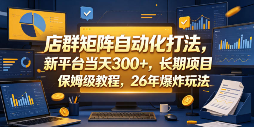 店群矩阵自动化打法，新平台当天300+，长期项目，保姆级教程，26年爆炸玩法【揭秘】-优优云网创