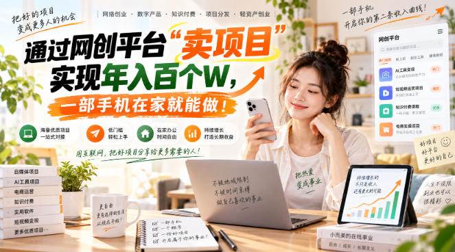 （20658期）网创平台“卖项目”实现年入百万，一部手机在家就能做！-优优云网创