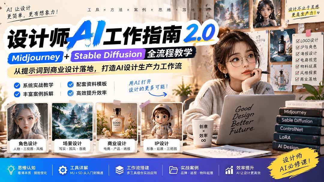 (20562期)《设计师AI工作指南 2.0》-无水印课:从思维落地,解锁 AI 设计生产力-优优云网创