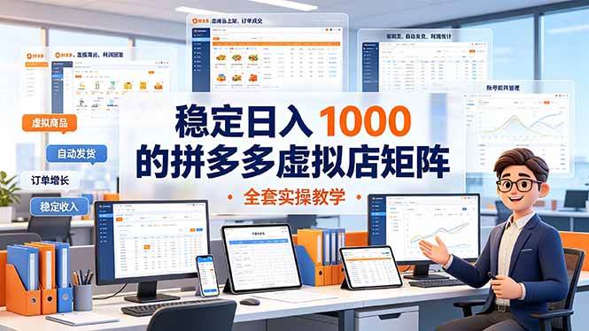 (19253期)稳定日入 1000 的拼多多虚拟店矩阵,全套实操教学-优优云网创