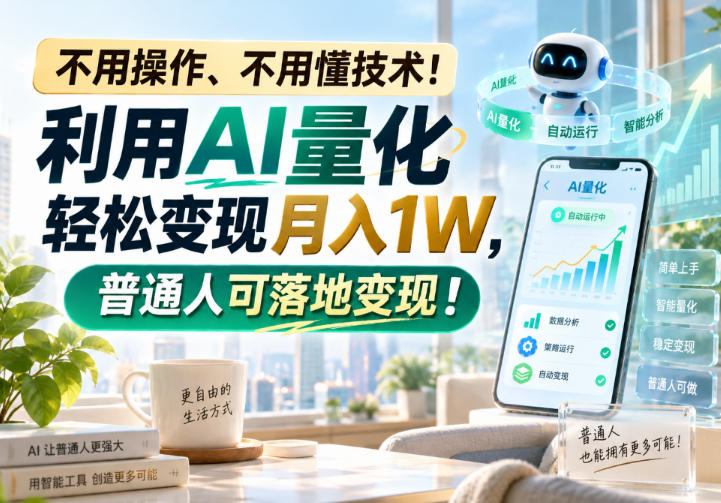 利用AI量化轻松变现月入1W，普通人可落地变现，不用操作、不用懂技术！-优优云网创