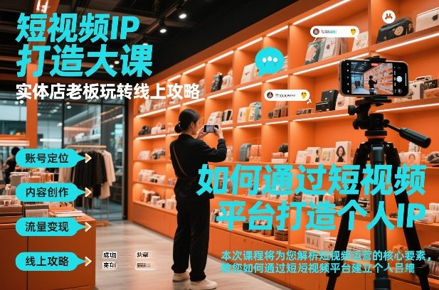 短视频ip打造大课，实体店老板玩转线上攻略-优优云网创