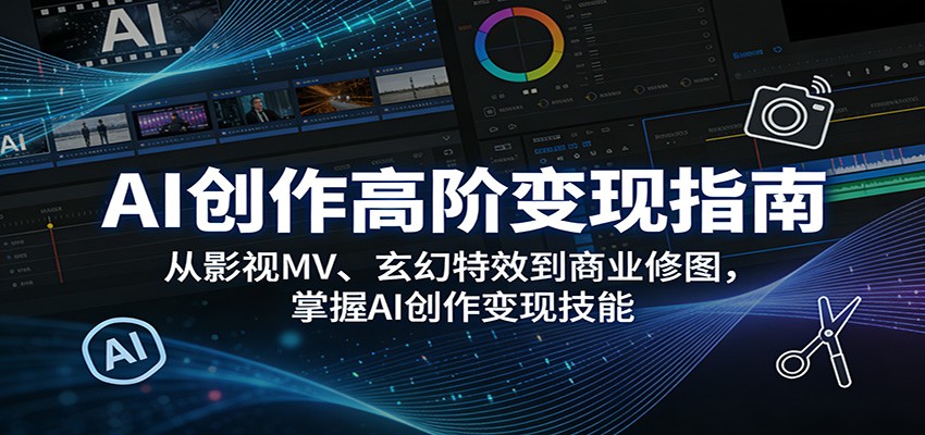 AI创作高阶变现指南：从影视MV、玄幻特效到商业修图，掌握AI创作变现技能-优优云网创