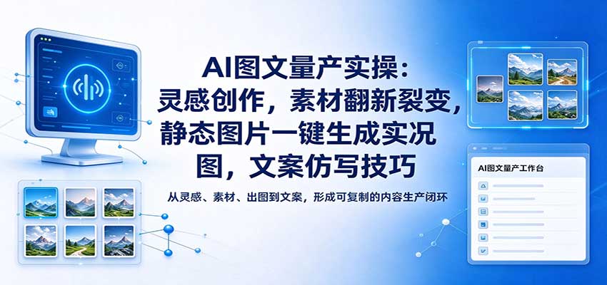 AI图文量产实操：灵感创作，素材翻新裂变，静态图片一键生成实况图，文案仿写技巧-优优云网创