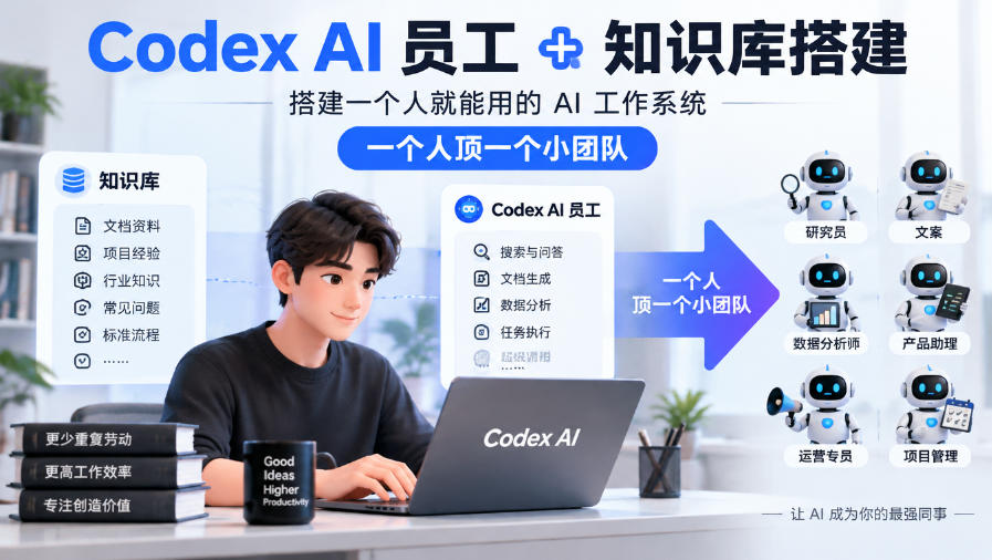 Codex AI员工+知识库搭建，搭建一个人就能用的AI工作系统，一个人顶一个小团队-优优云网创