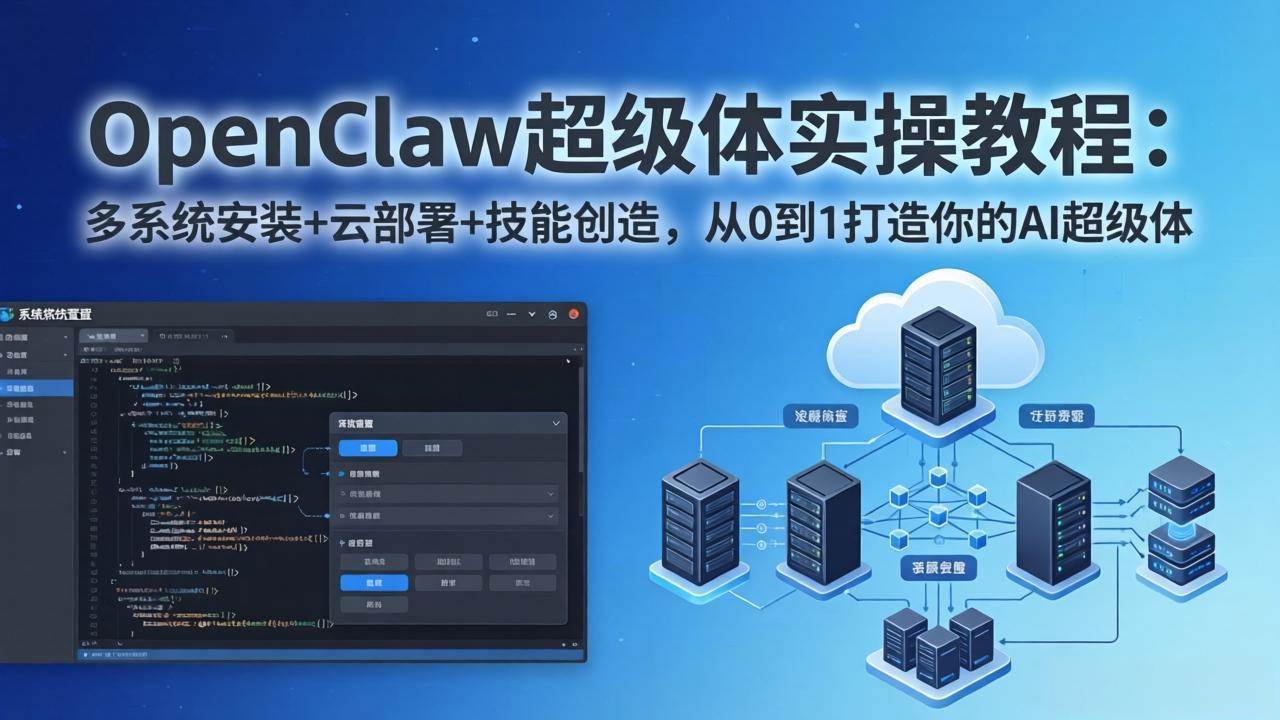（17603期）OpenClaw-小龙虾 超级体实操教程：多系统安装+云部署+技能创造，从0到1打造你的AI超级体-优优云网创
