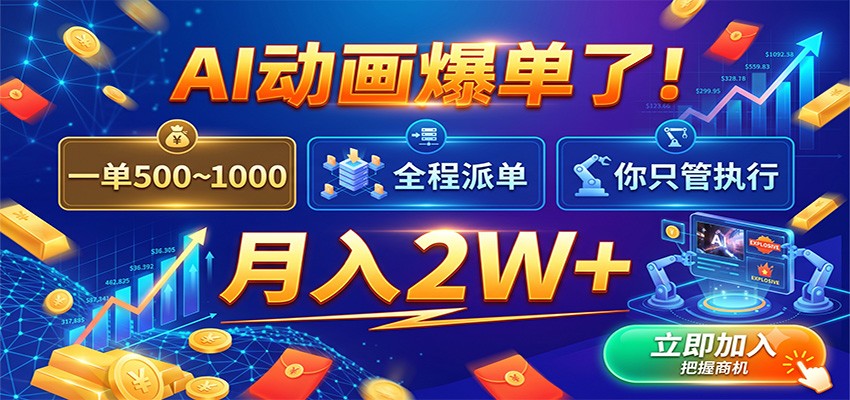 AI动画爆单了!一单500~1000,全程派单,你只管执行,月入2W+-优优云网创