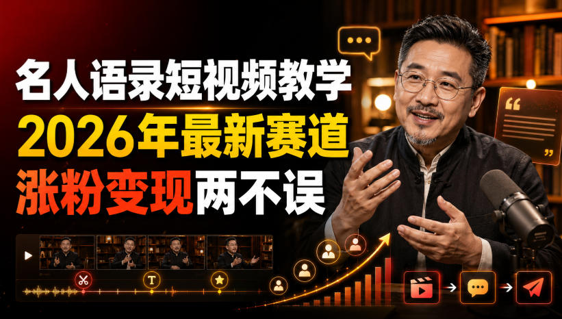 名人语录短视频教学，2026年最新赛道，涨粉变现两不误-优优云网创