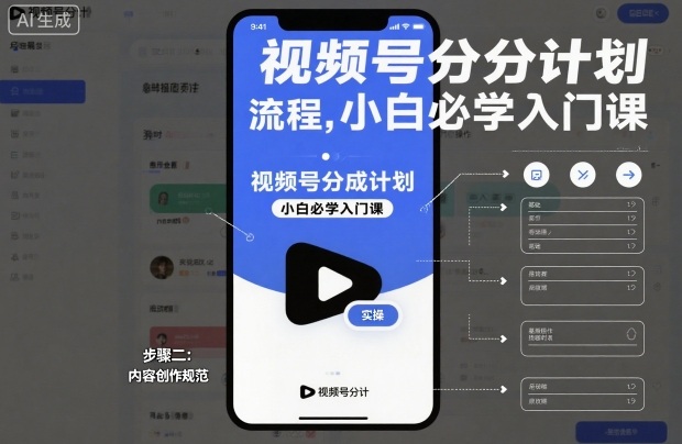 视频号分成计划实操流程,小白必学入门课-优优云网创