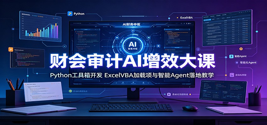 财会审计AI增效大课:Python工具箱开发,ExcelVBA加载项与智能Agent落地教学-优优云网创