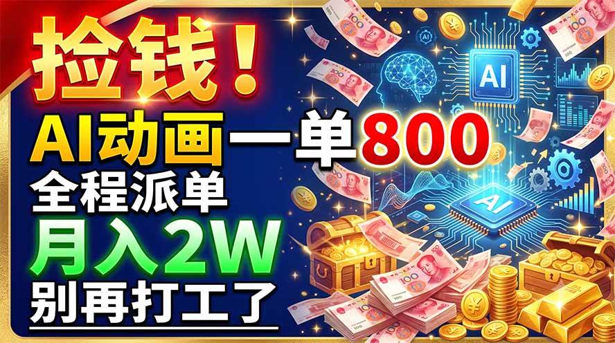 (19330期)捡钱!AI动画一单800,全程派单,月入2W,别再打工了-优优云网创