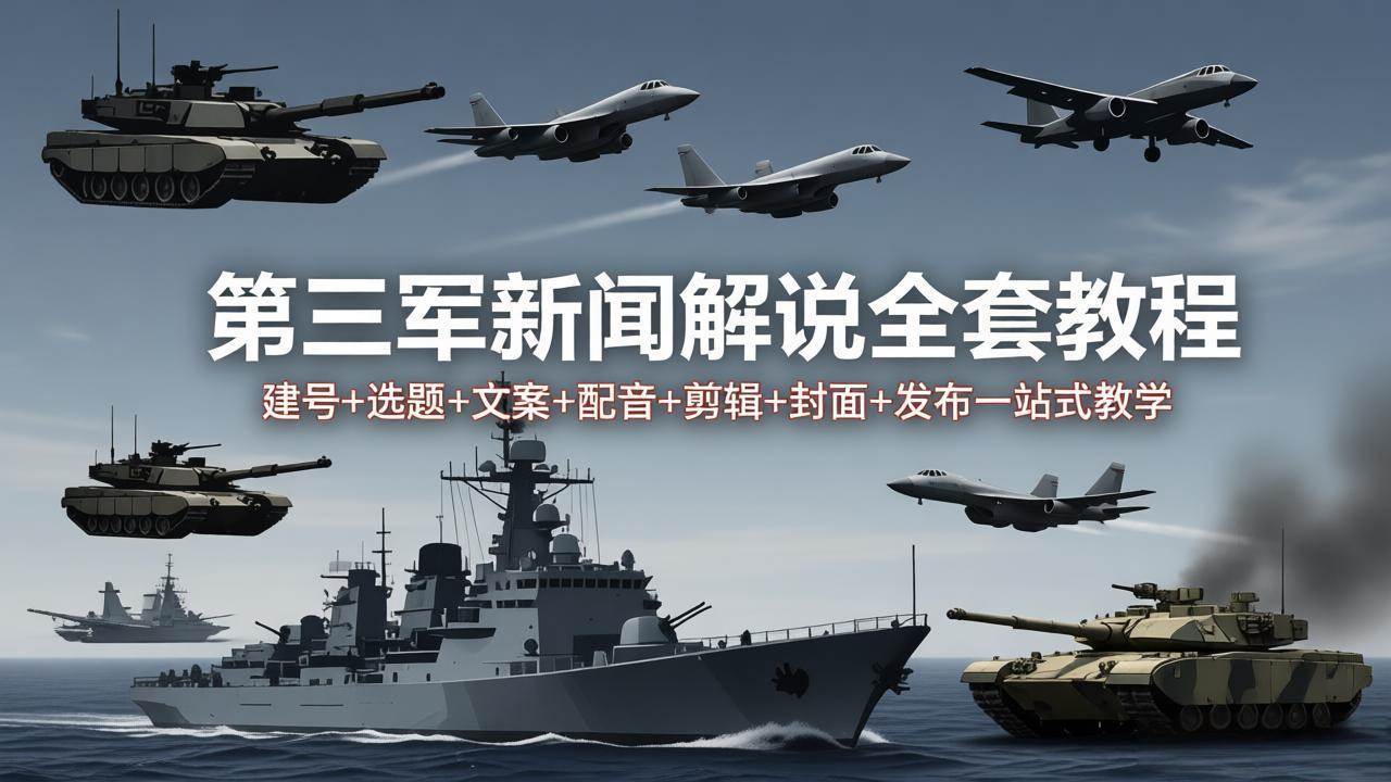 （18081期）第三军迷新闻解说全套教程：建号+选题+文案+配音+剪辑+封面+发布一站式教学-优优云网创