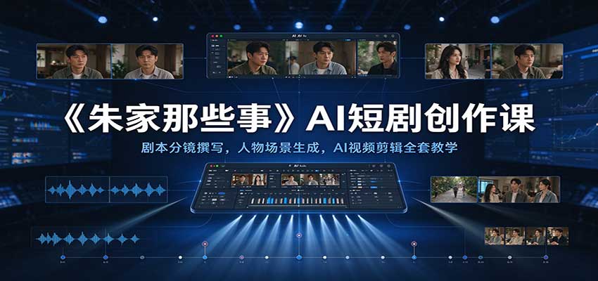 《朱家那些事》AI短剧创作课：剧本分镜撰写，人物场景生成，AI视频剪辑全套教学-优优云网创