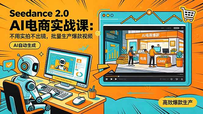 （18433期）Seedance 2.0 AI电商实战课：不用实拍不出镜，批量生产爆款视频打爆GMV-优优云网创