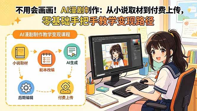（18439期）不用会画画！AI漫剧制作：从小说取材到付费上传，零基础手把手教学变现路径-优优云网创