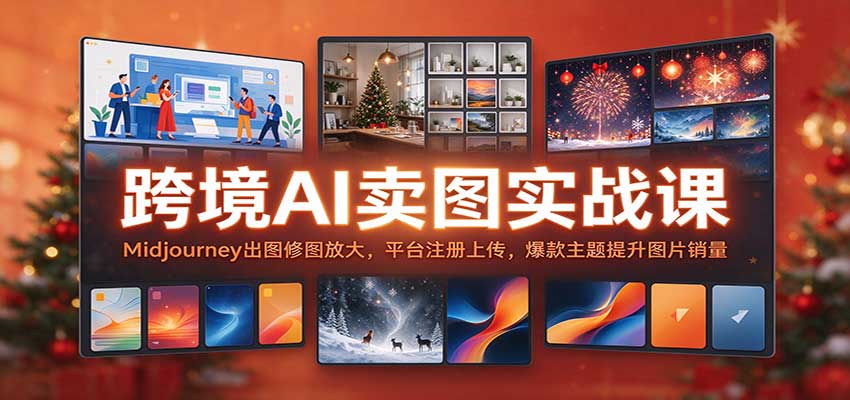 跨境AI卖图实战课:Midjourney出图修图放大,平台注册上传,爆款主题提升图片销量 跨境AI卖图实战课:Midjourney出图修图放大,平台注册上传,爆款主题提升图片销量