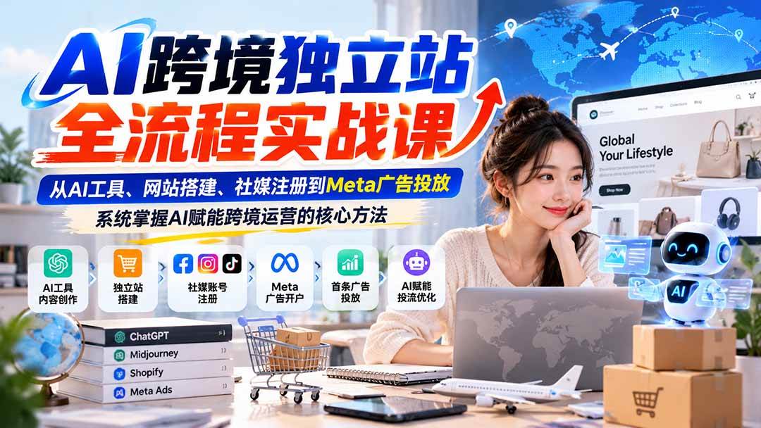 （21056期）AI跨境独立站全流程实战课：从AI工具、网站搭建、社媒注册到Meta广告投放，系统掌握AI赋能跨境运营的核心方法-优优云网创