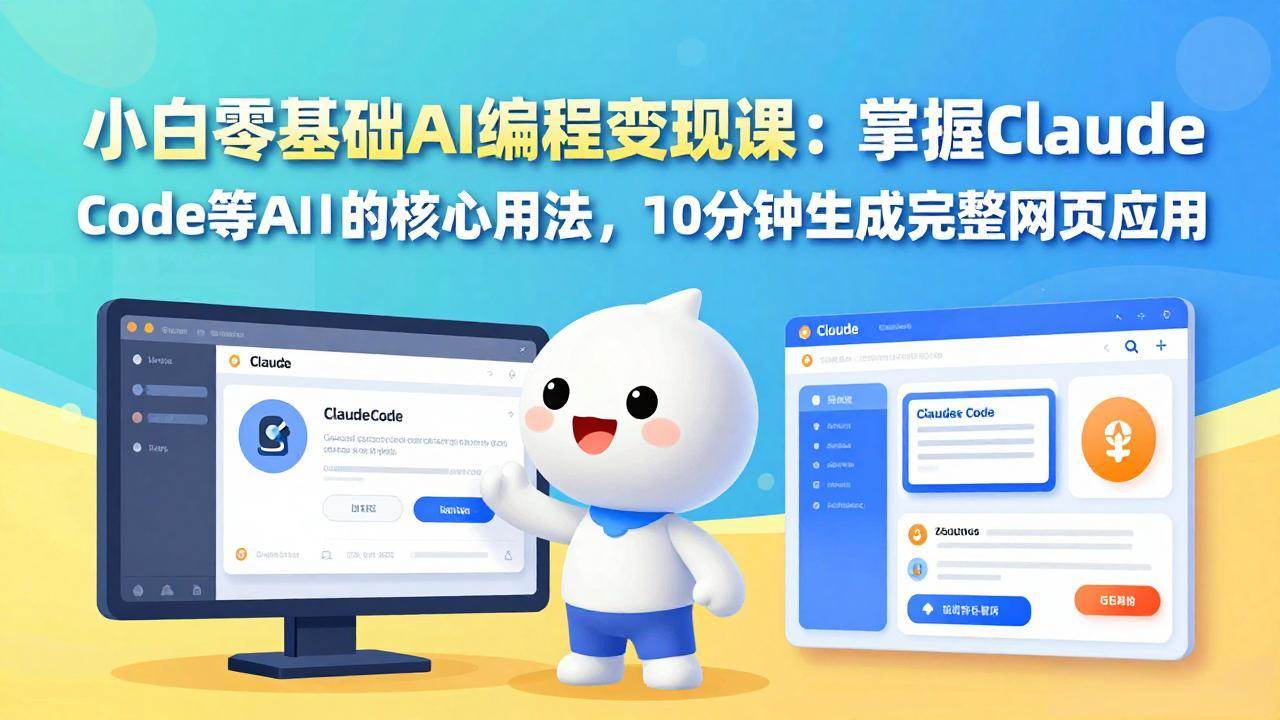 （17562期）小白零基础AI编程变现课：掌握Claude Code等AI工具的核心用法，10分钟生成完整网页应用-优优云网创