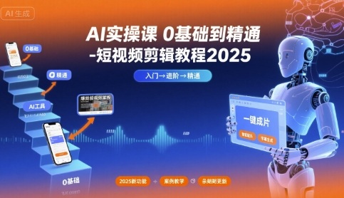 AI实操课0基础到精通-短视频剪辑教程2025-优优云网创