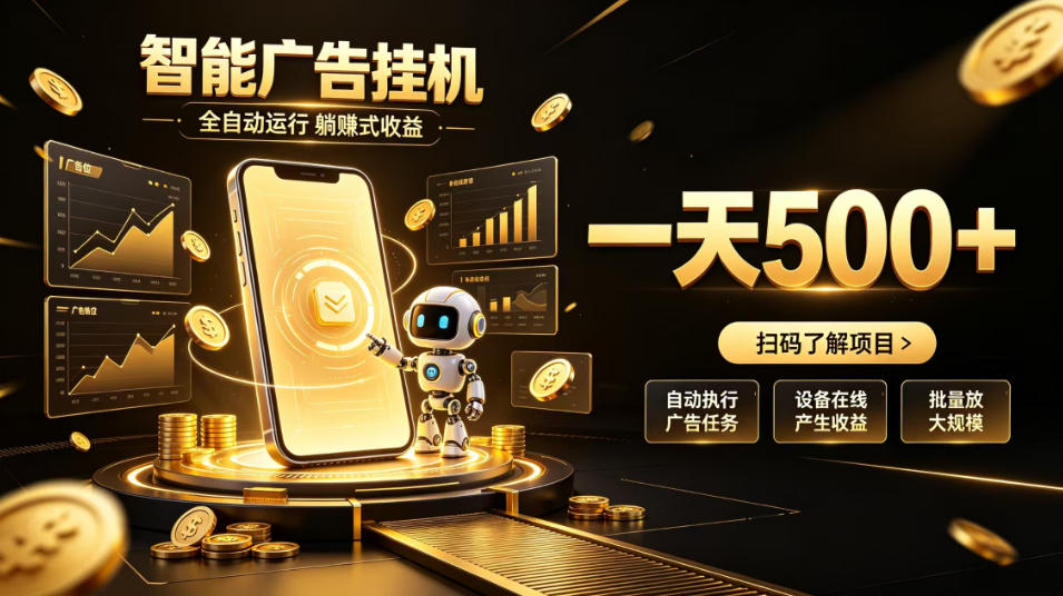 智能广告挂G项目，无需人工值守，全自动躺賺增收，单日收益可达500+【揭秘】-优优云网创