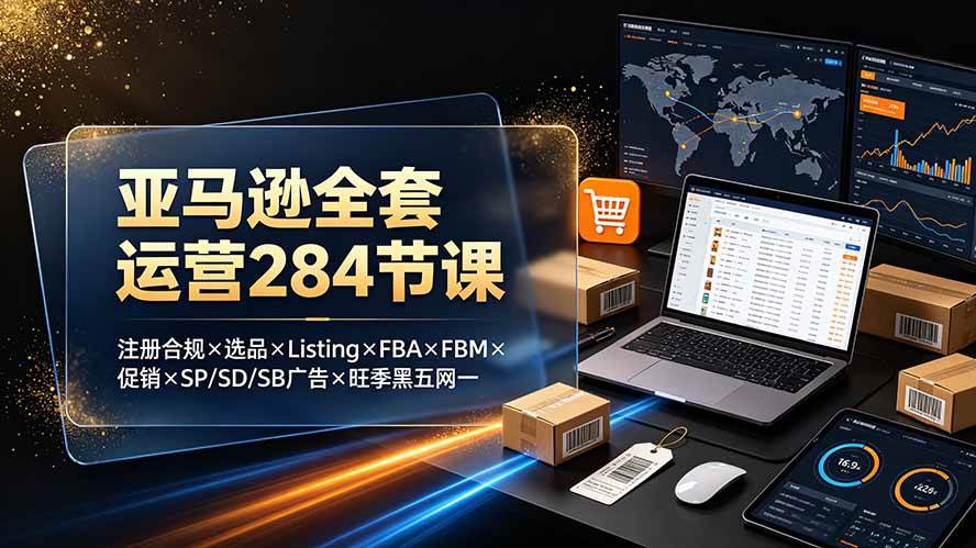 (19410期)亚马逊全套运营284节课:注册合规×选品×Listing×FBA×FBM×促销×SP/SD/SB广告×旺季黑五网一-优优云网创