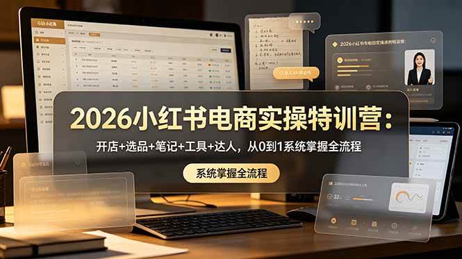 (18978期)2026小红书电商实操特训营:开店+选品+笔记+工具+达人,从0到1系统掌握全流程-优优云网创