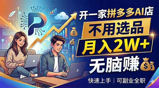 （18520期）开一家拼多多AI店，不用选品，月入2W+，无脑赚，可副业全职-优优云网创