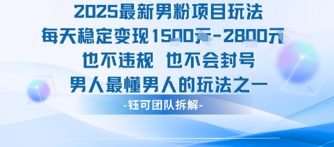 2025最新男粉项目玩法每天变现1k+也不违规也不会封号男人最懂男人的玩法-优优云网创