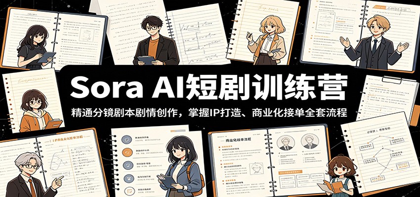 Sora AI短剧训练营：精通分镜剧本剧情创作，掌握IP打造、商业化接单全套流程-优优云网创