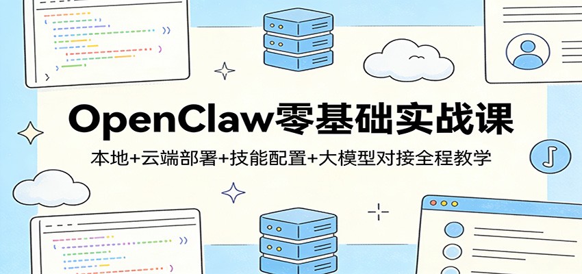OpenClaw零基础实战课：本地+云端部署+技能配置+大模型对接全程教学-优优云网创