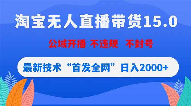 (18562期)淘宝无人直播带货15.0,不封号,不违规,公域玩法,首发全网日入2000+-优优云网创