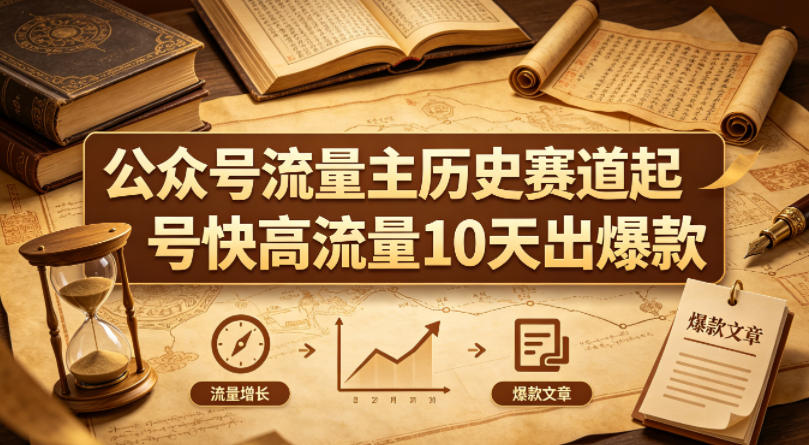 公众号流量主之历史赛道，起号快+高流量，10天就能出爆款！-优优云网创